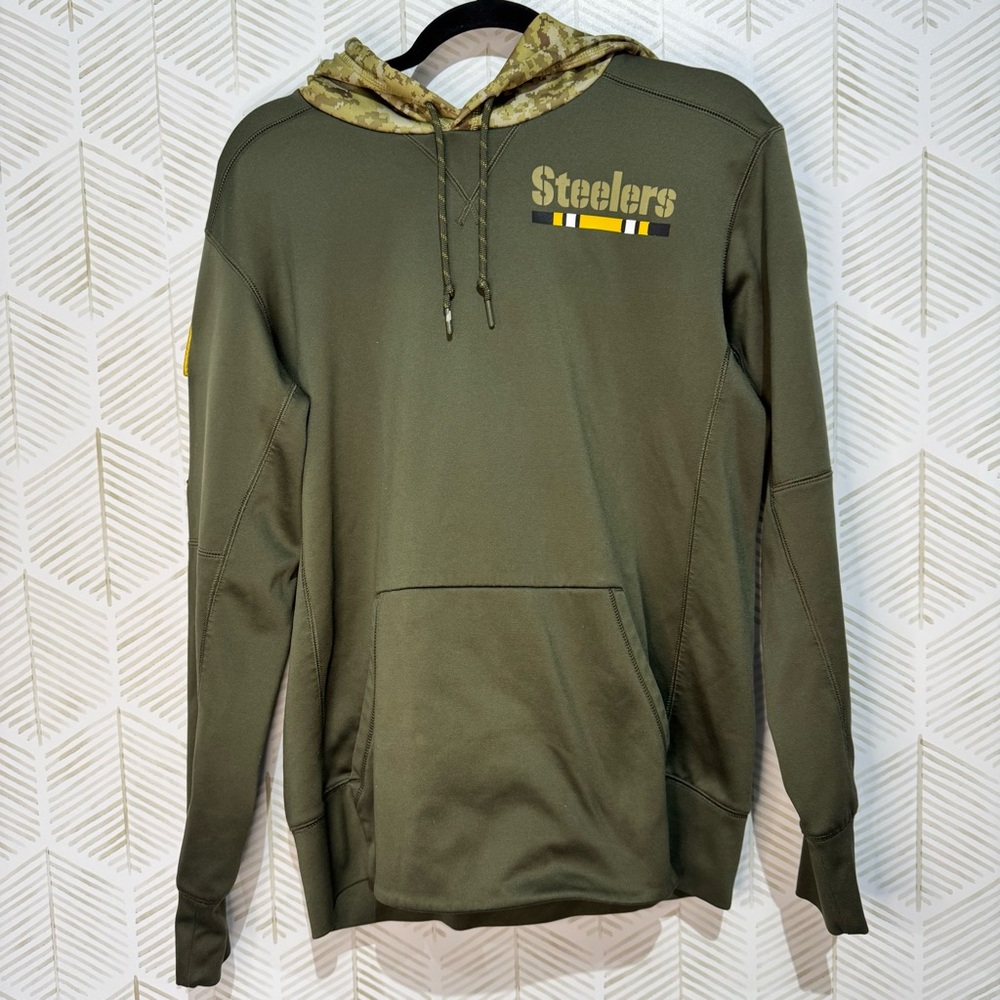 Nike NFL Pittsburgh Steelers Salute To Service Green Sweatshirt Hoodie Mens M‎